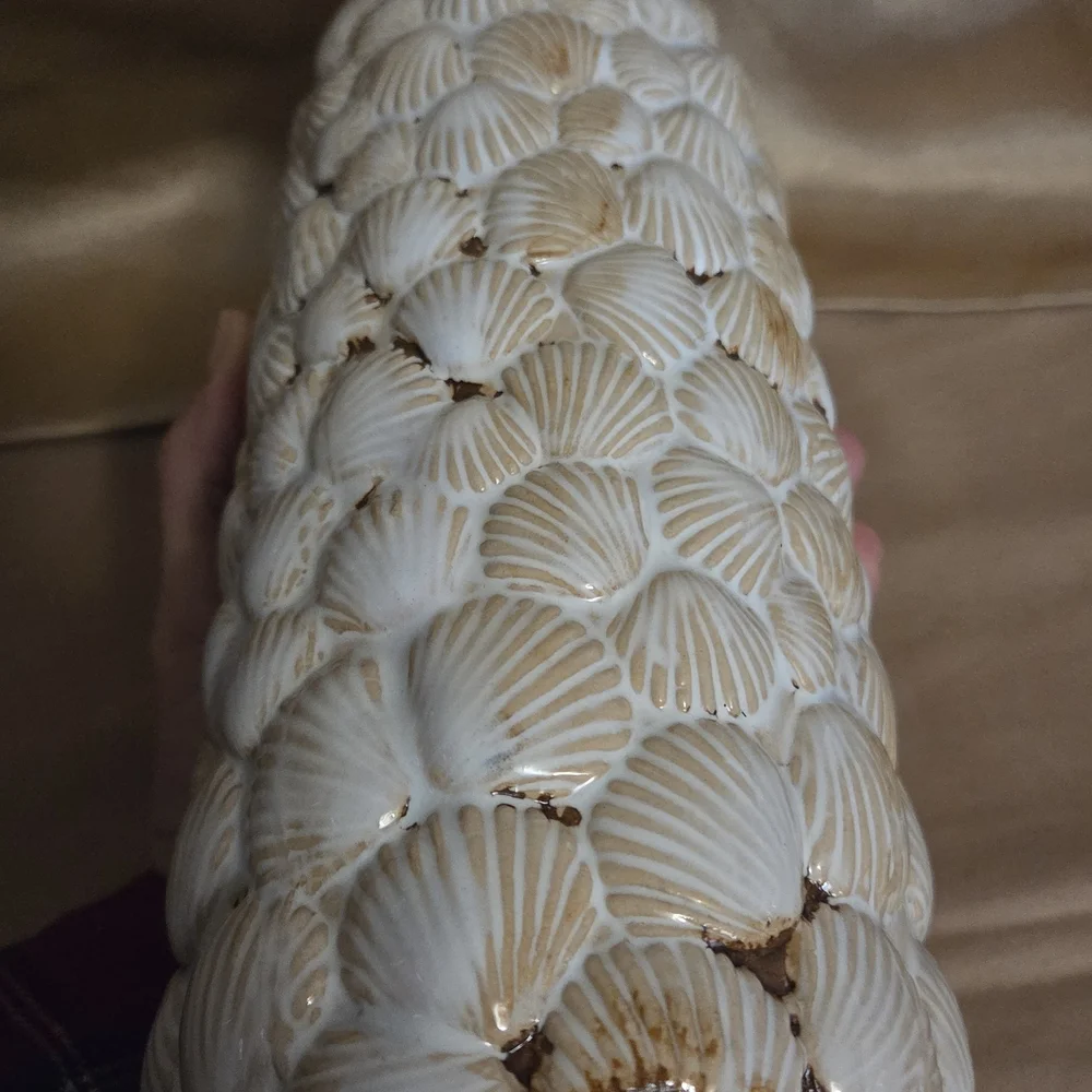 Coastal Seashell Encrusted Vase Home Decor Beach House Boho